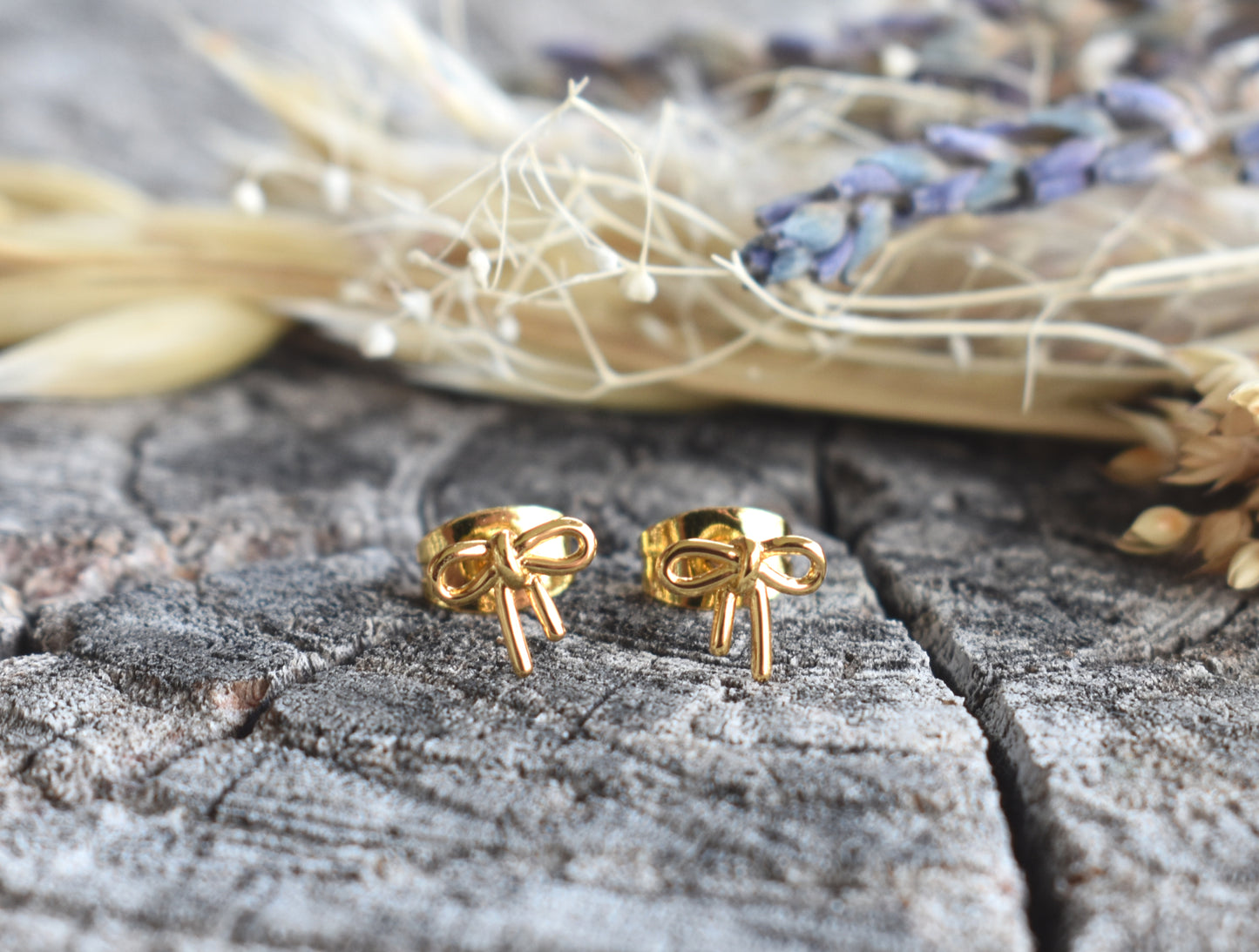Gold Tiny Bow Stud Earrings