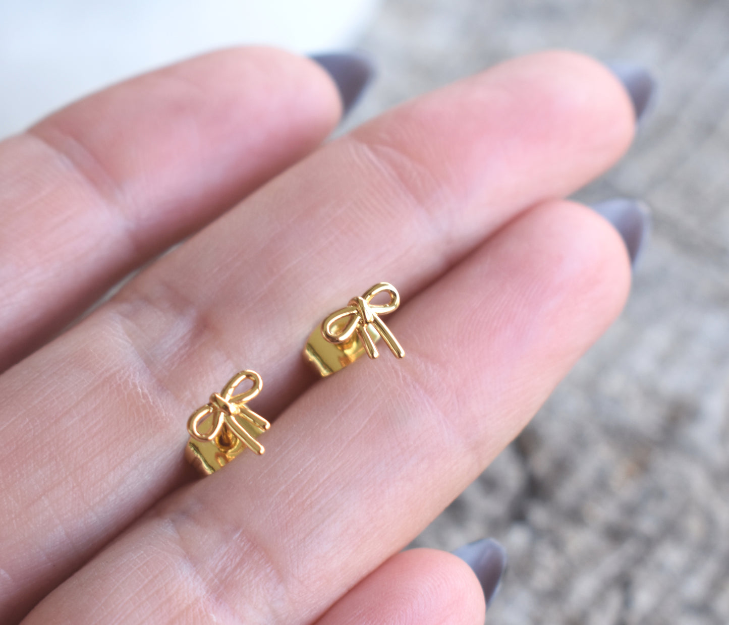 Gold Tiny Bow Stud Earrings