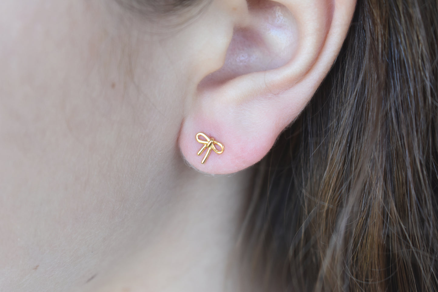 Gold Tiny Bow Stud Earrings