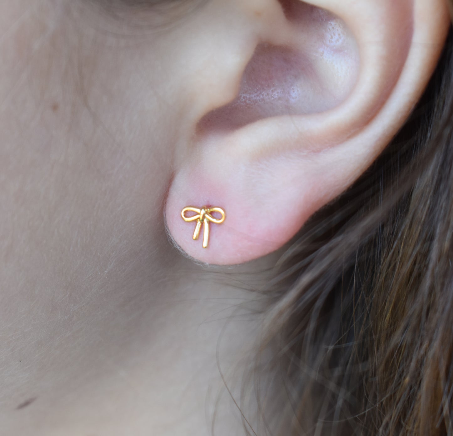 Gold Tiny Bow Stud Earrings