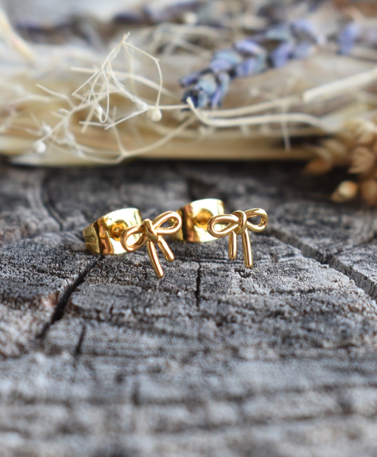 Gold Tiny Bow Stud Earrings