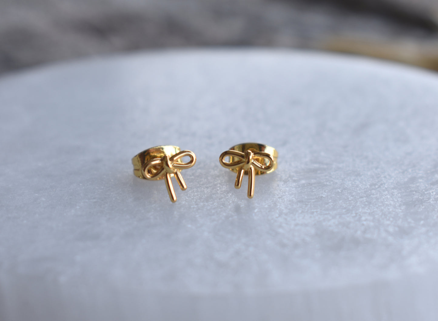 Gold Tiny Bow Stud Earrings