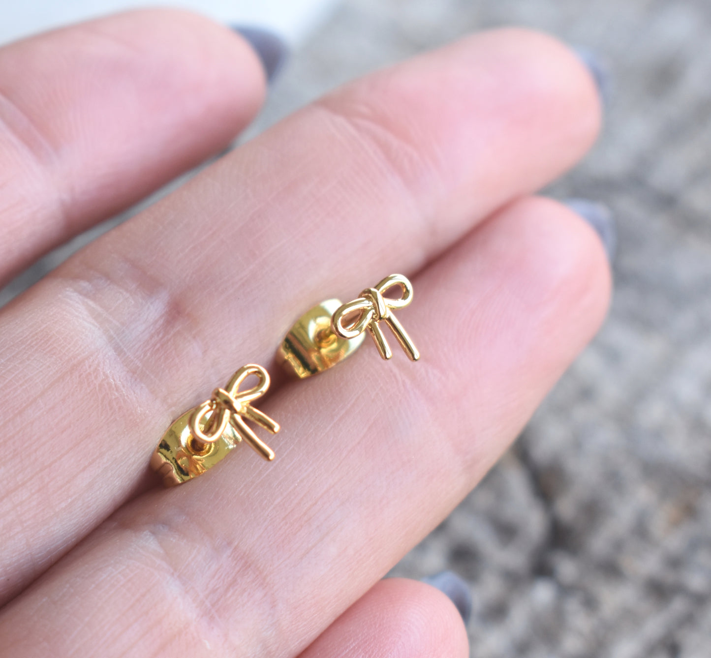 Gold Tiny Bow Stud Earrings