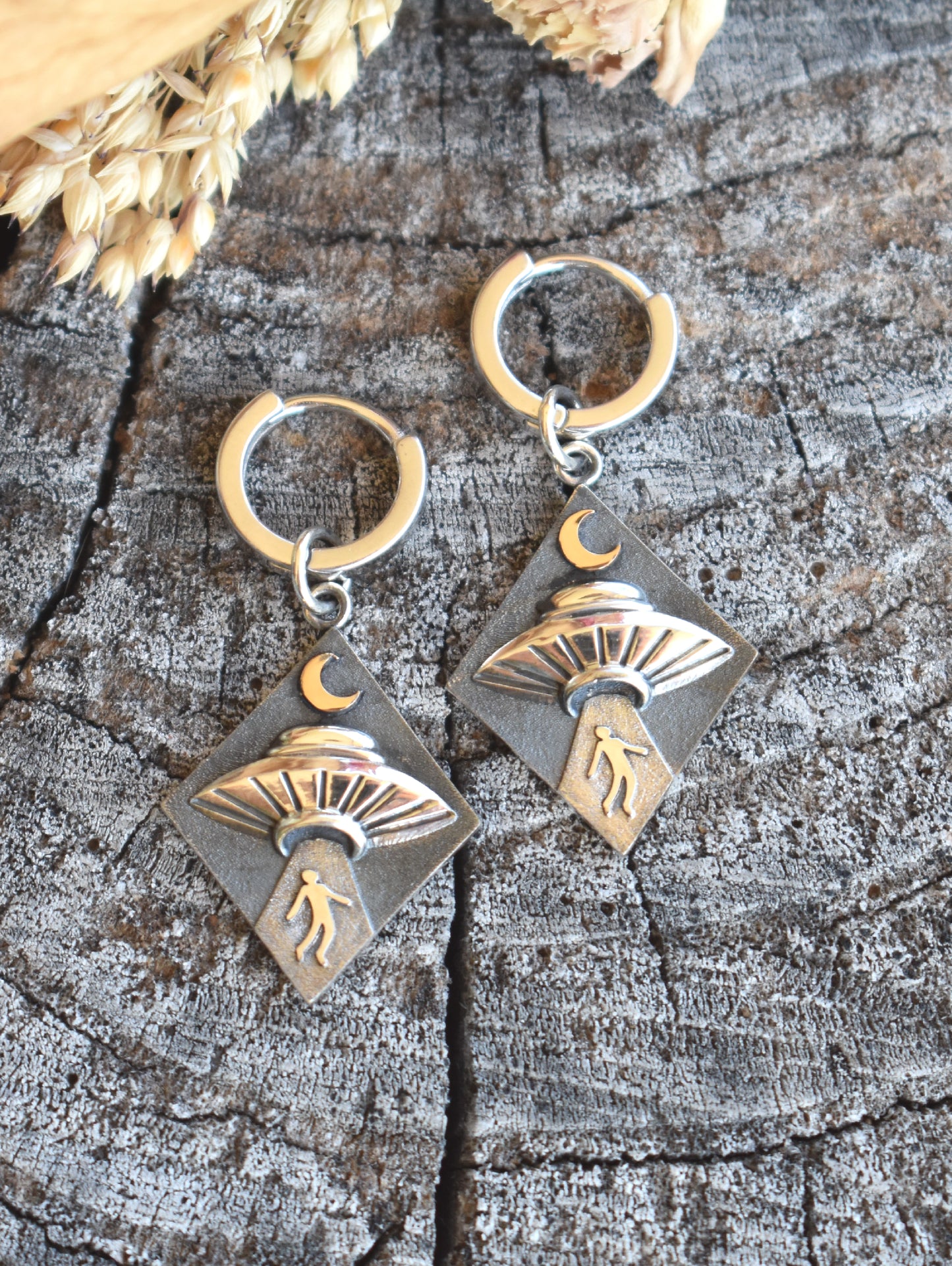 Alien Abduction Hoop Earrings-Sterling Silver