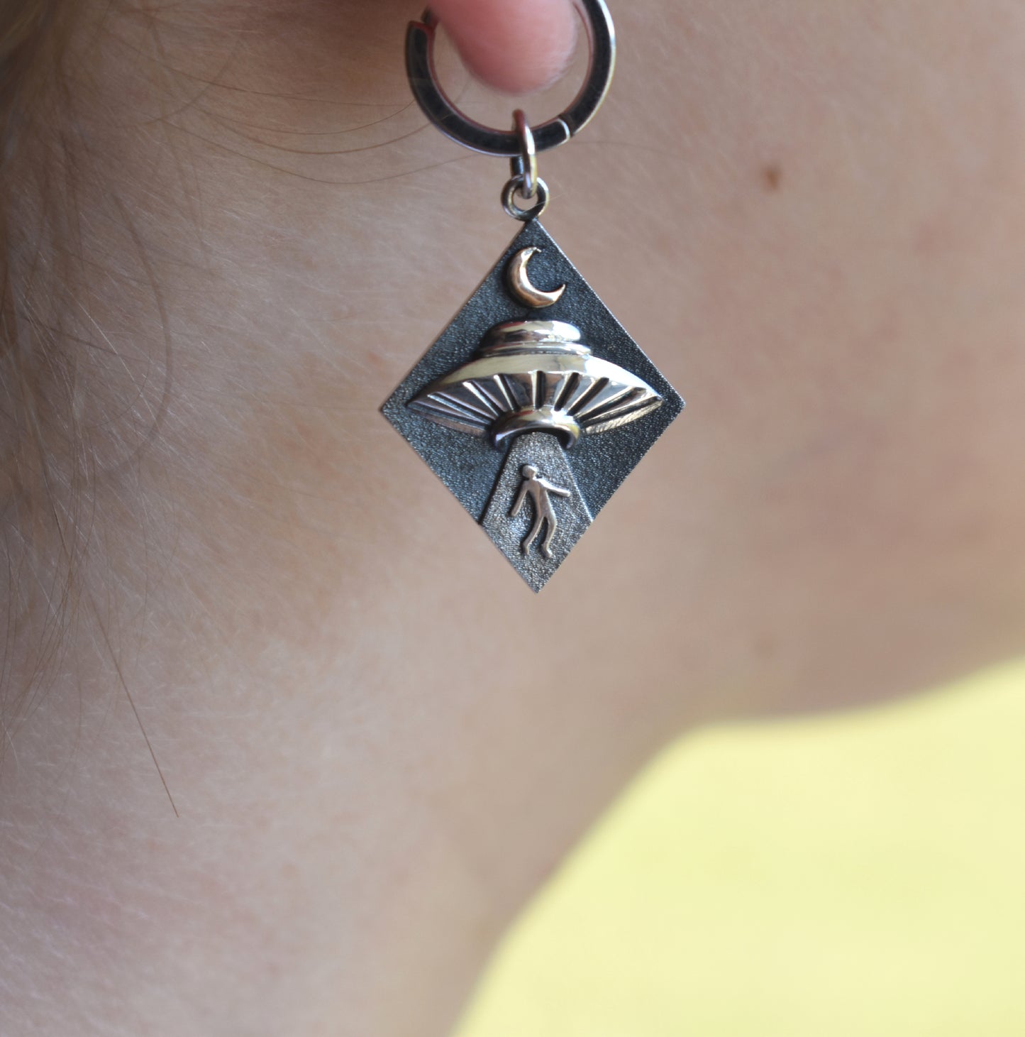 Alien Abduction Hoop Earrings-Sterling Silver