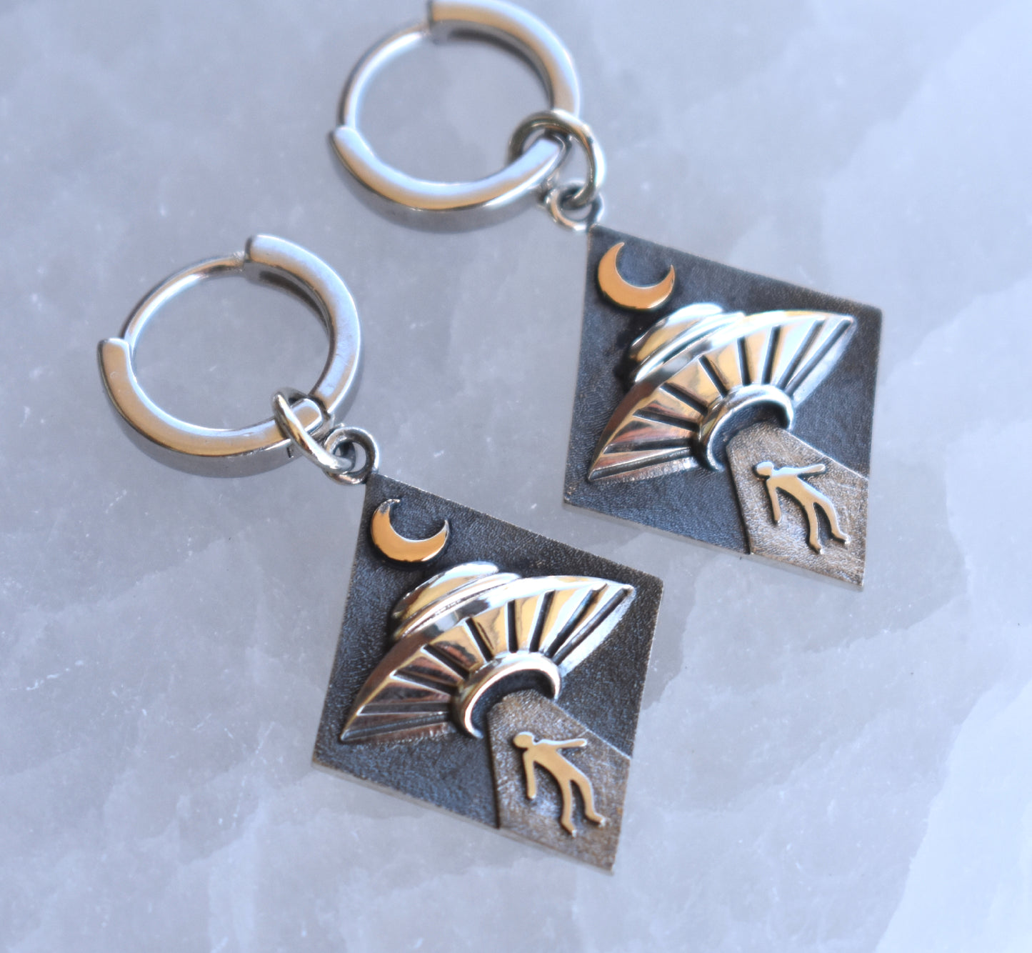 Alien Abduction Hoop Earrings-Sterling Silver