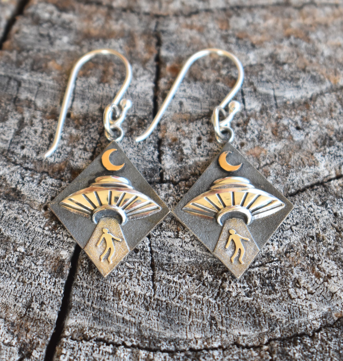 Alien Abduction Hoop Earrings-Sterling Silver