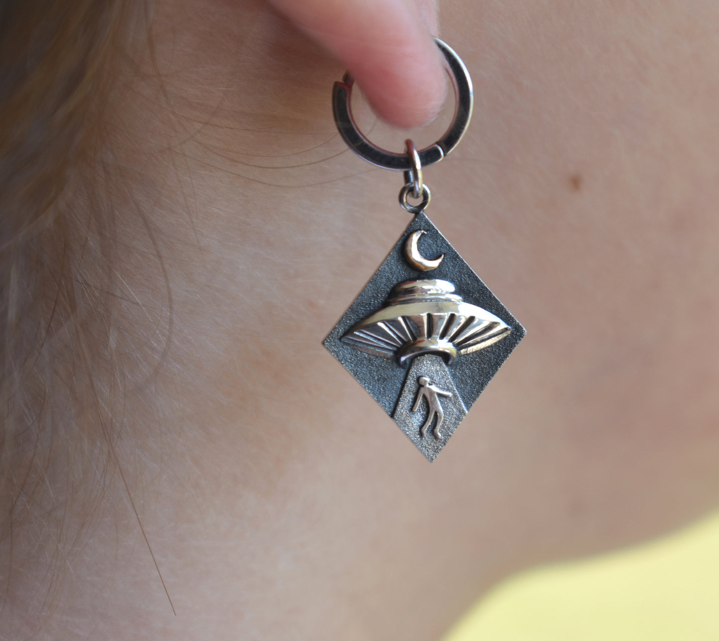 Alien Abduction Hoop Earrings-Sterling Silver