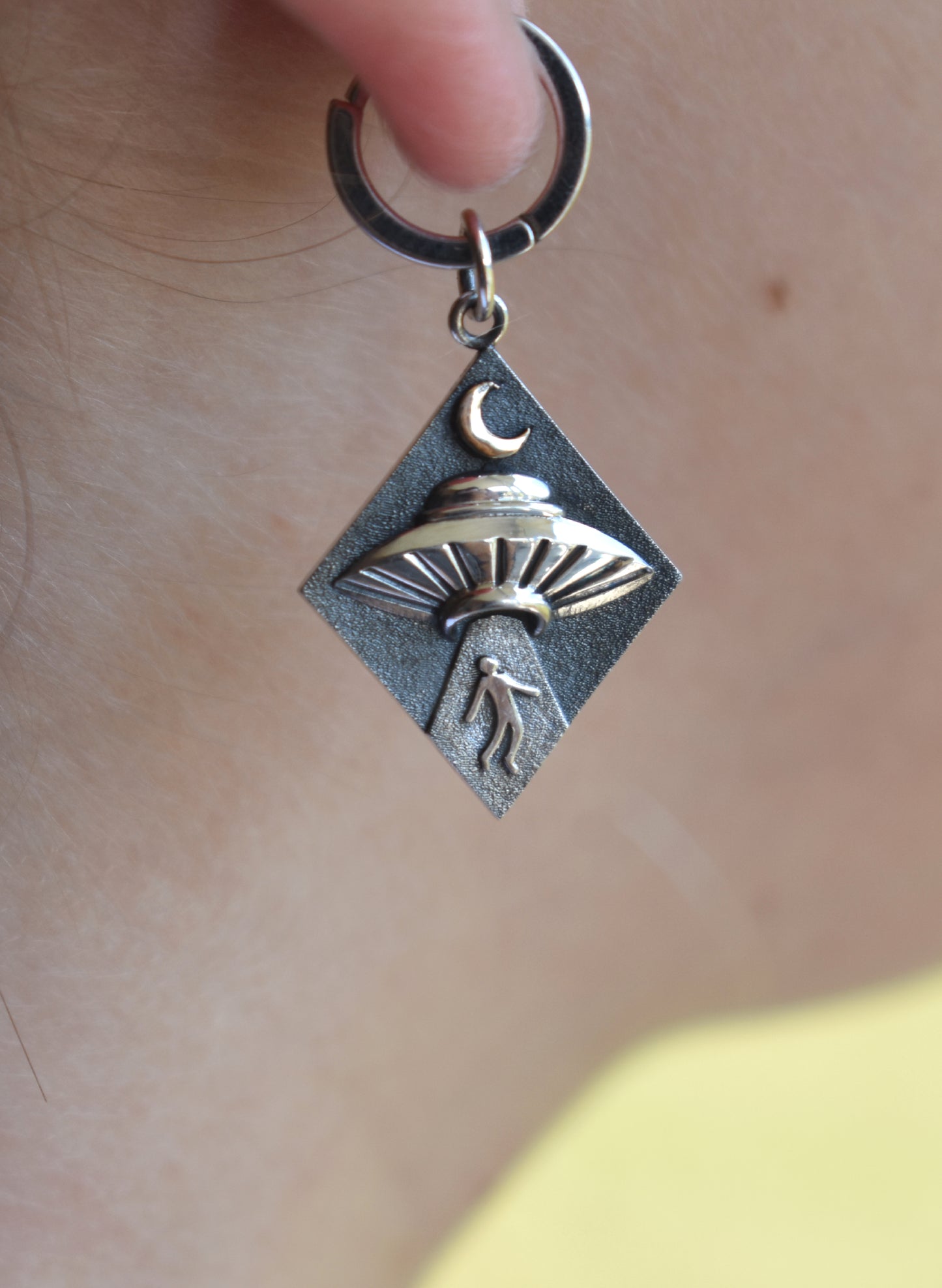Alien Abduction Hoop Earrings-Sterling Silver