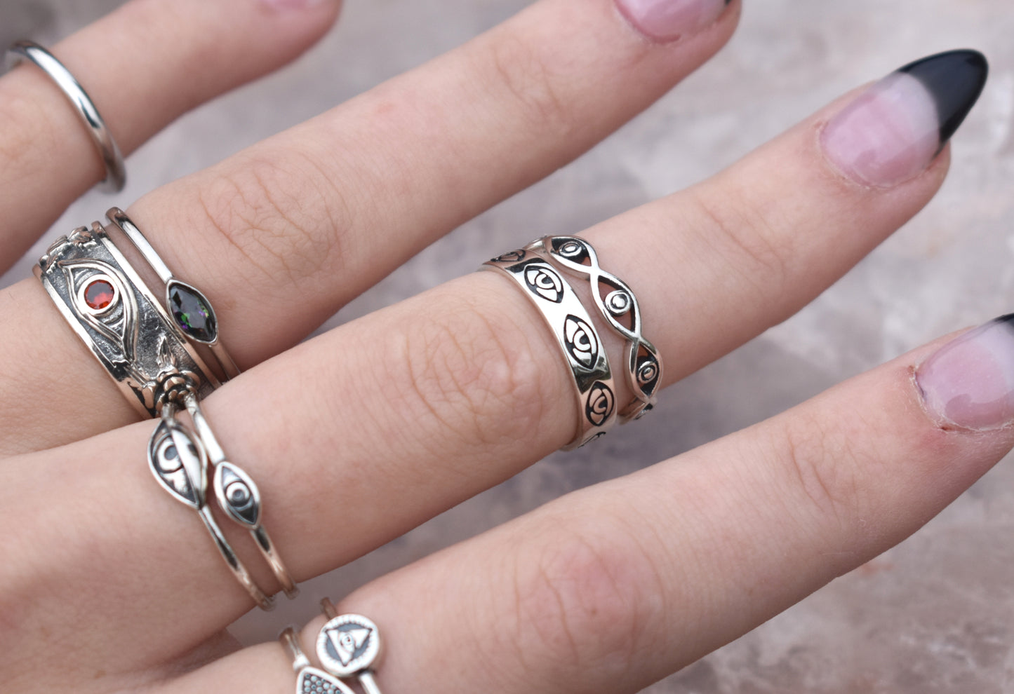 Wide Eye Eternity Ring-Sterling Silver