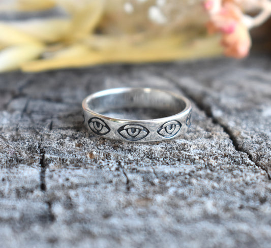 Wide Eye Eternity Ring-Sterling Silver