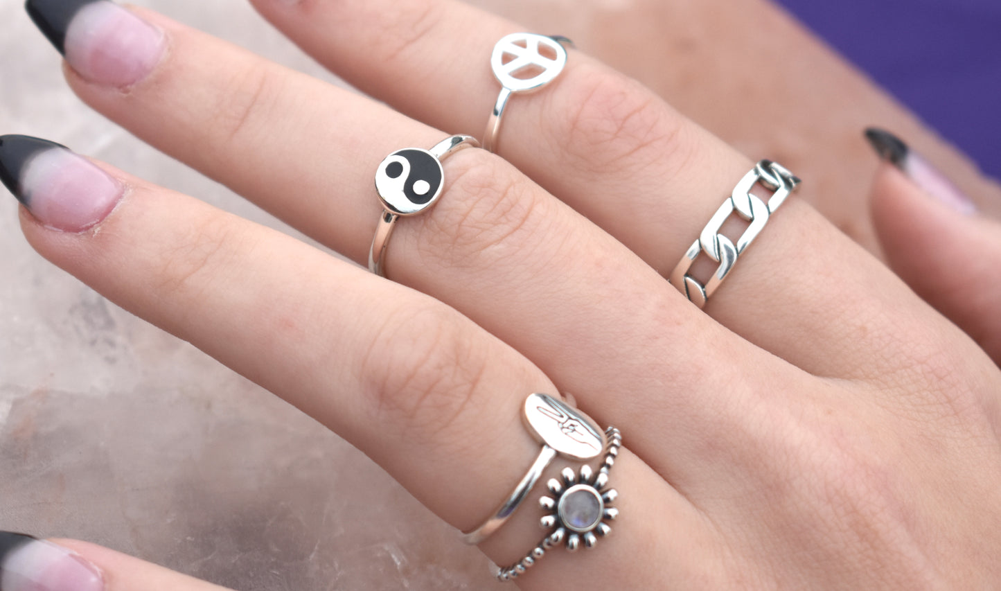 Yin Yang Sterling Silver Ring