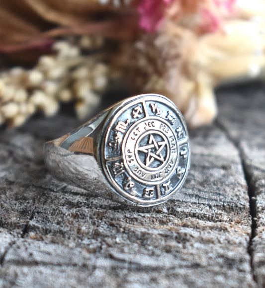 Astrology Signet Ring-Sterling Silver