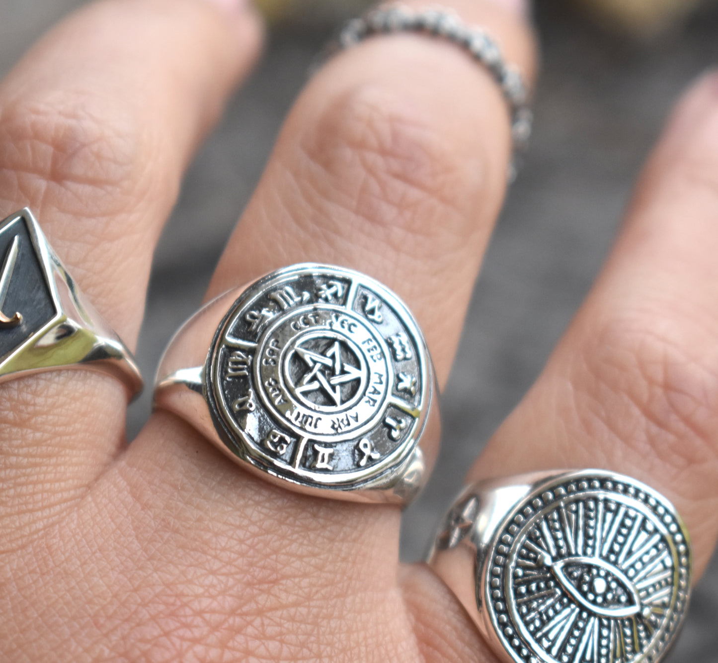 Astrology Signet Ring-Sterling Silver