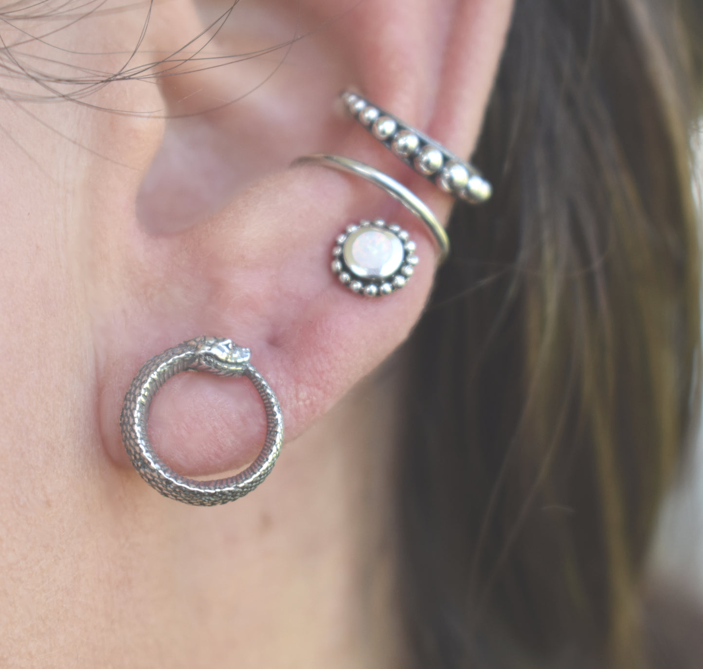 Ouroboros Earrings- Snake Earrings, Snake Jewelry, Snake Medicine-Death And Rebirth
