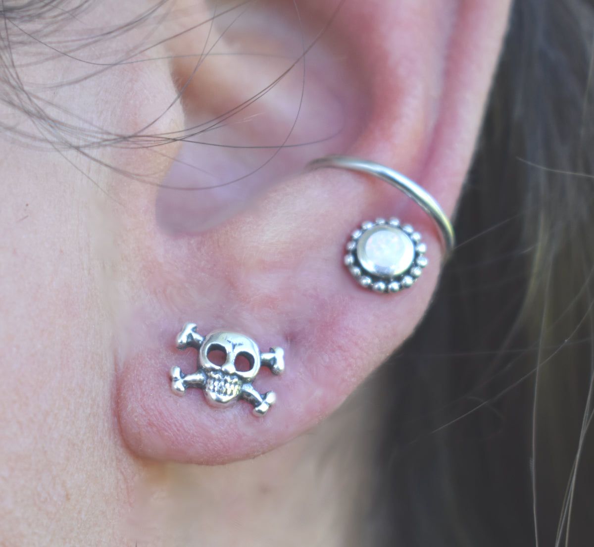 Skull Earrings- Stud Earrings, Skeleton studs, Skull Jewelry, Halloween Earrings