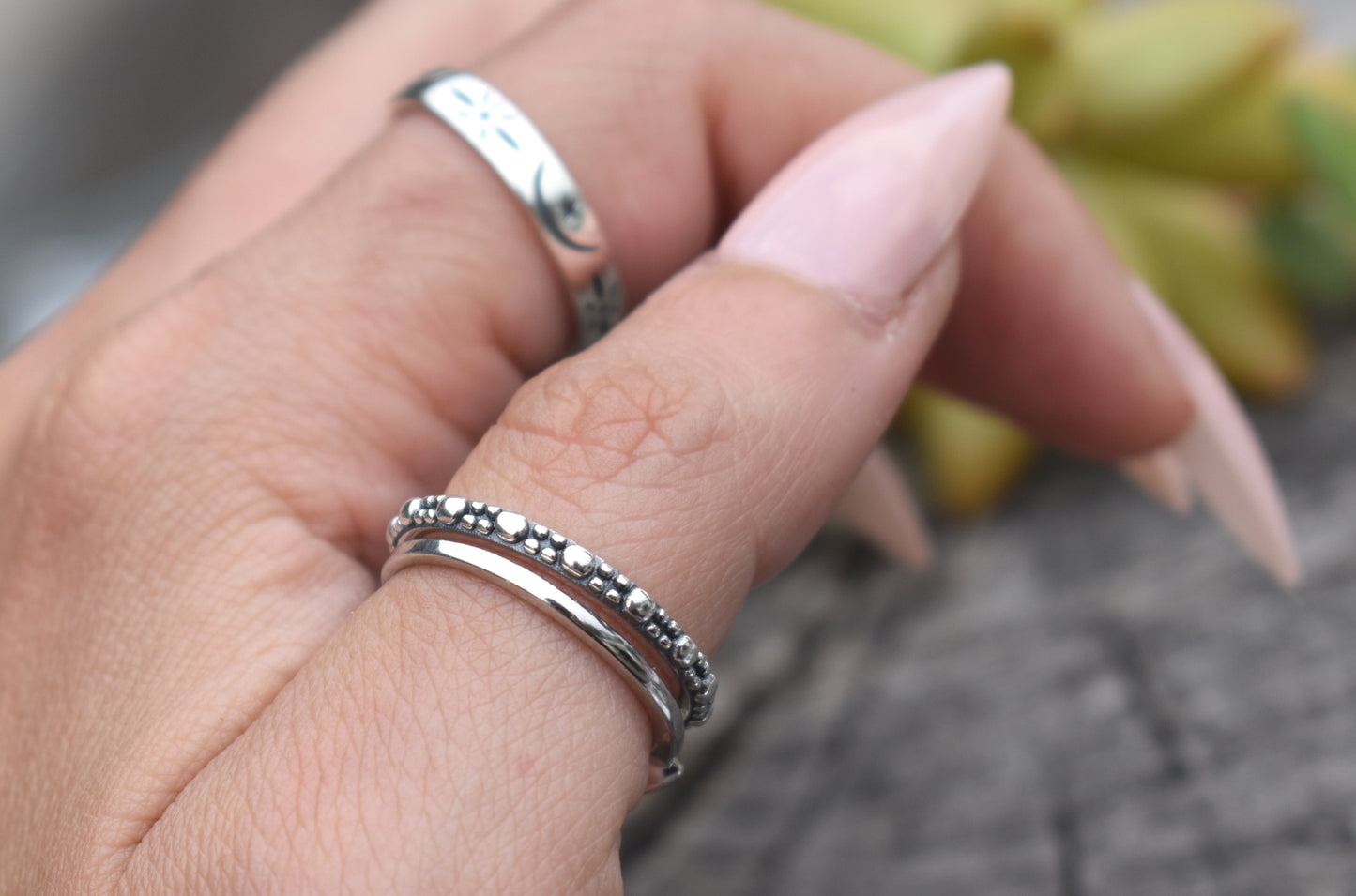 Bali Bead Ring- Beaded Ring, Dotted Ring, Boho Ring- Sterling Silver Ring