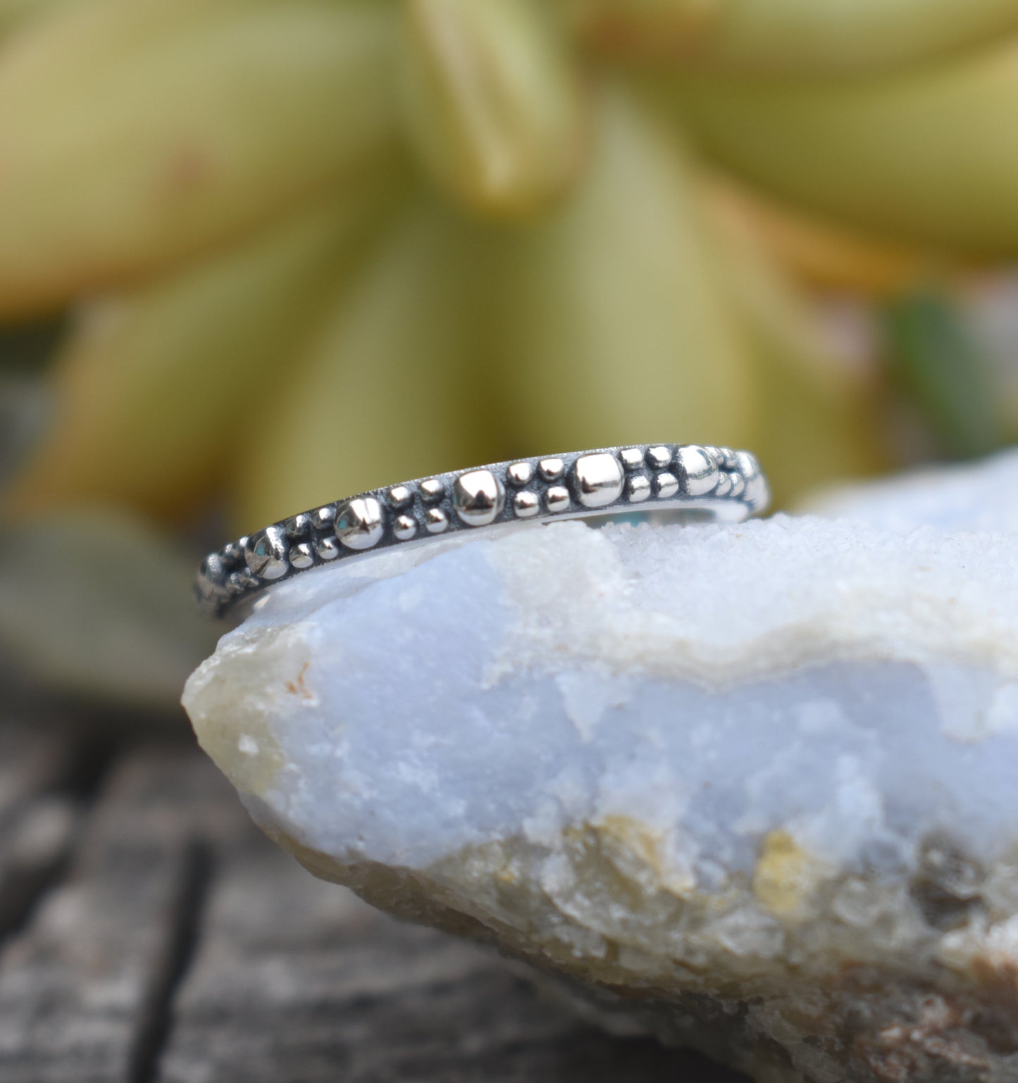 Bali Bead Ring- Beaded Ring, Dotted Ring, Boho Ring- Sterling Silver Ring