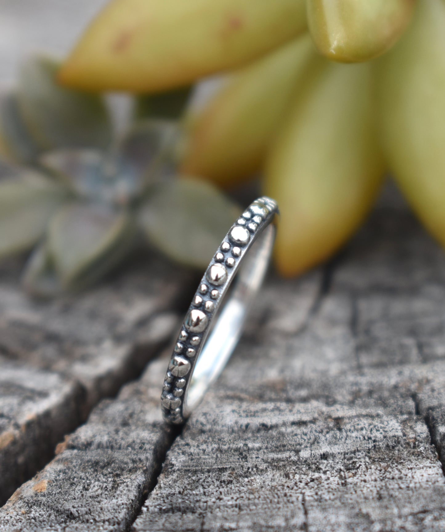 Bali Bead Ring- Beaded Ring, Dotted Ring, Boho Ring- Sterling Silver Ring
