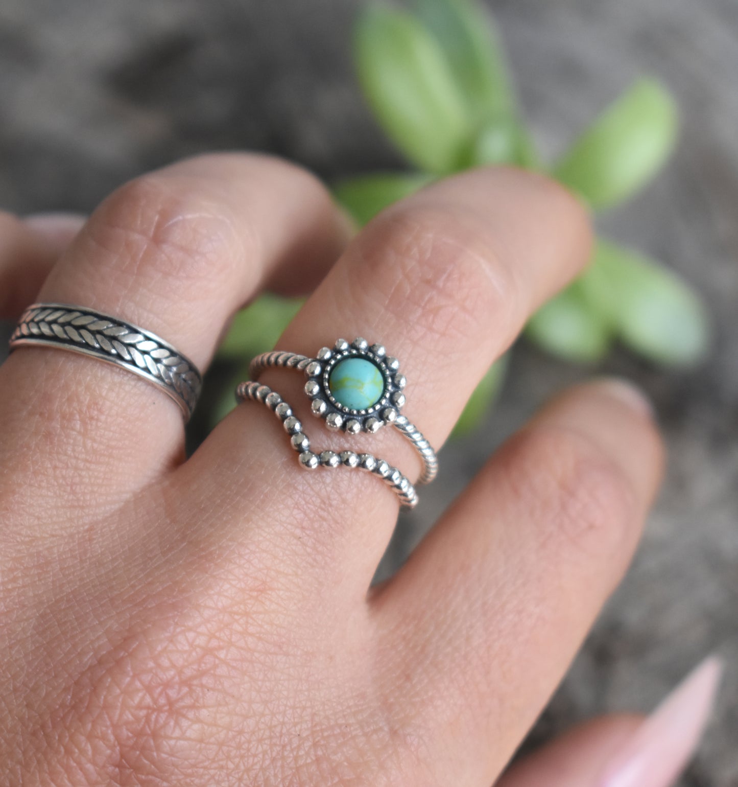 Turquoise Ring- Natural Turquoise- Sterling Silver Ring