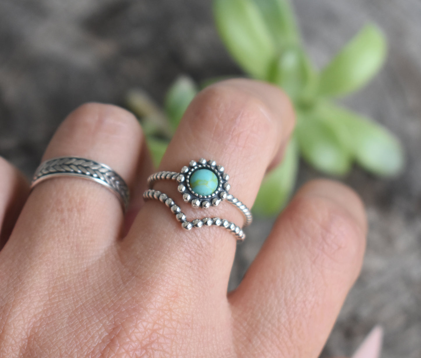 Turquoise Ring- Natural Turquoise- Sterling Silver Ring