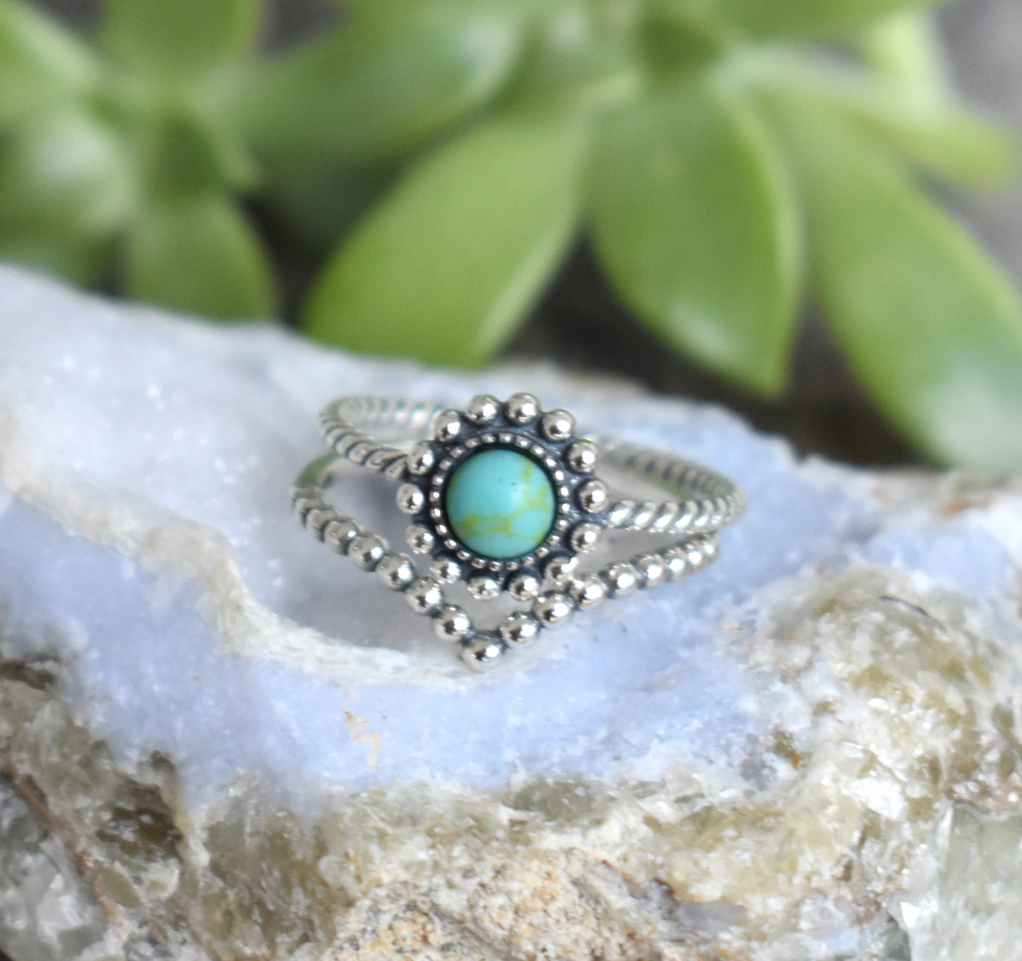Turquoise Ring- Natural Turquoise- Sterling Silver Ring