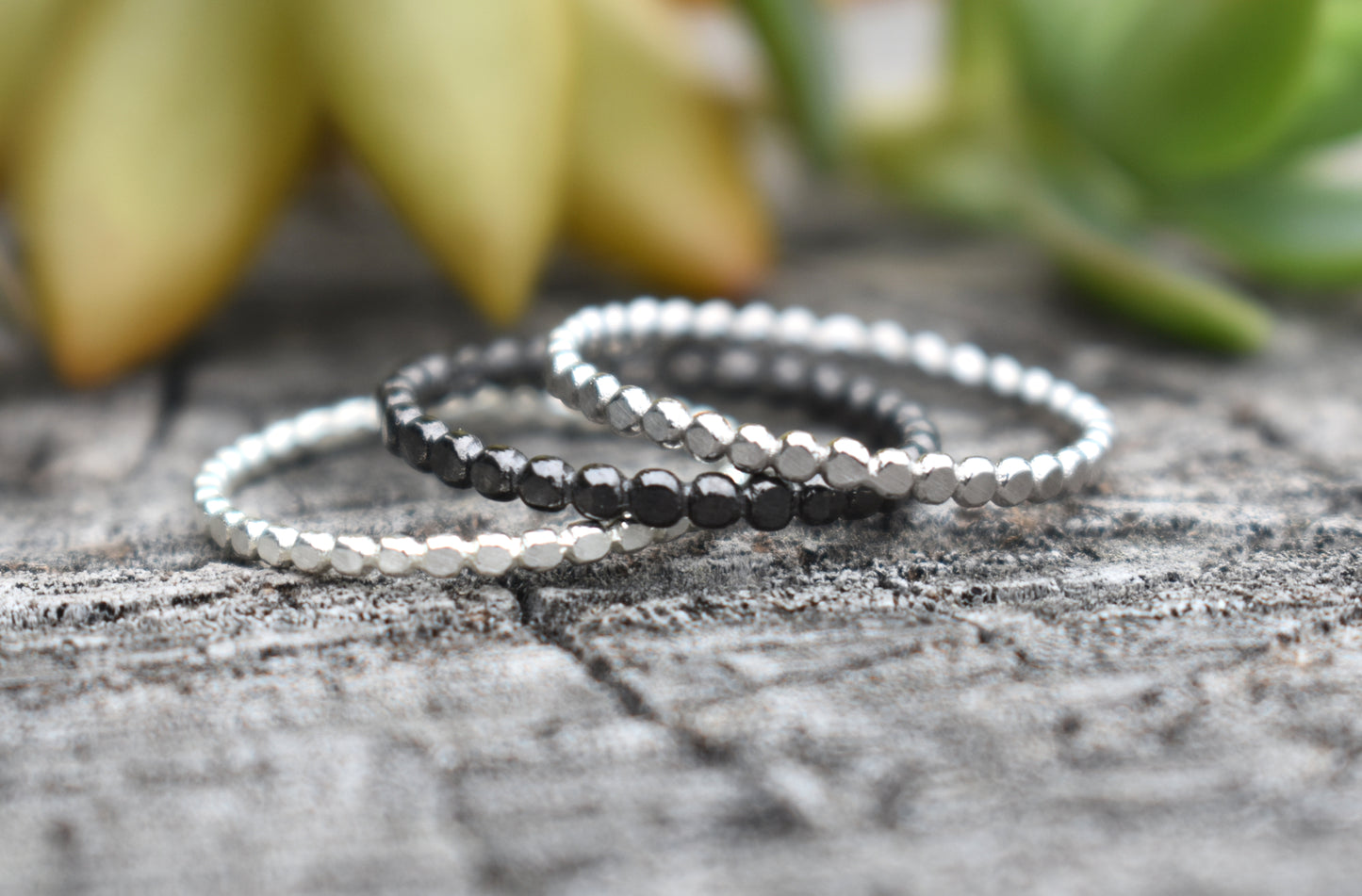 Silver Bead Ring- Flat Bead Ring, Boho Ring- Sterling Silver