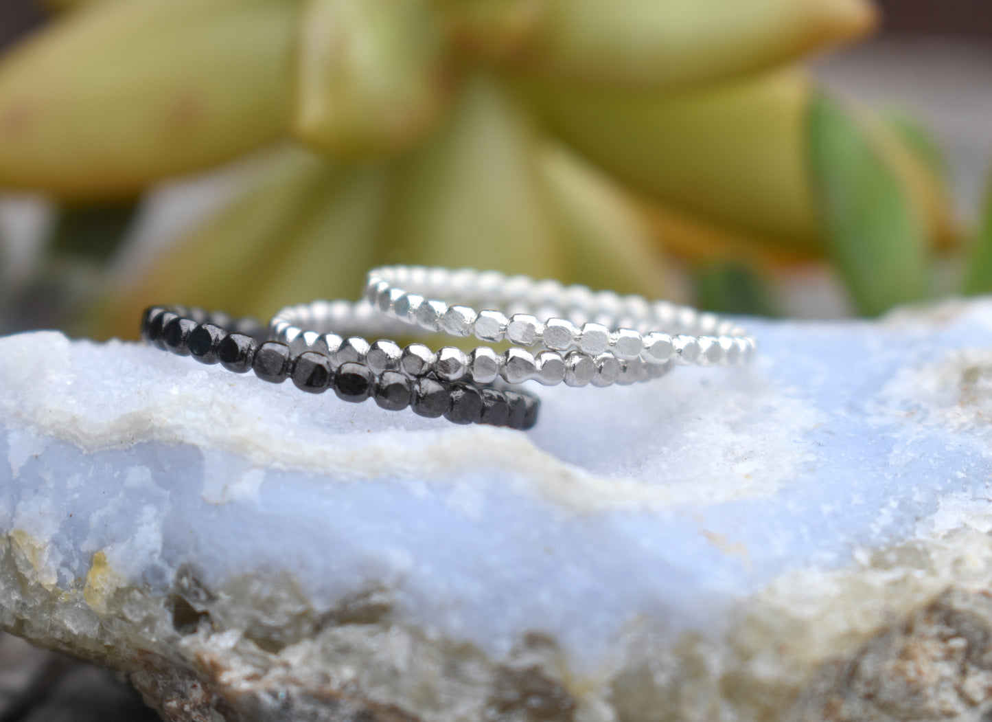 Silver Bead Ring- Flat Bead Ring, Boho Ring- Sterling Silver