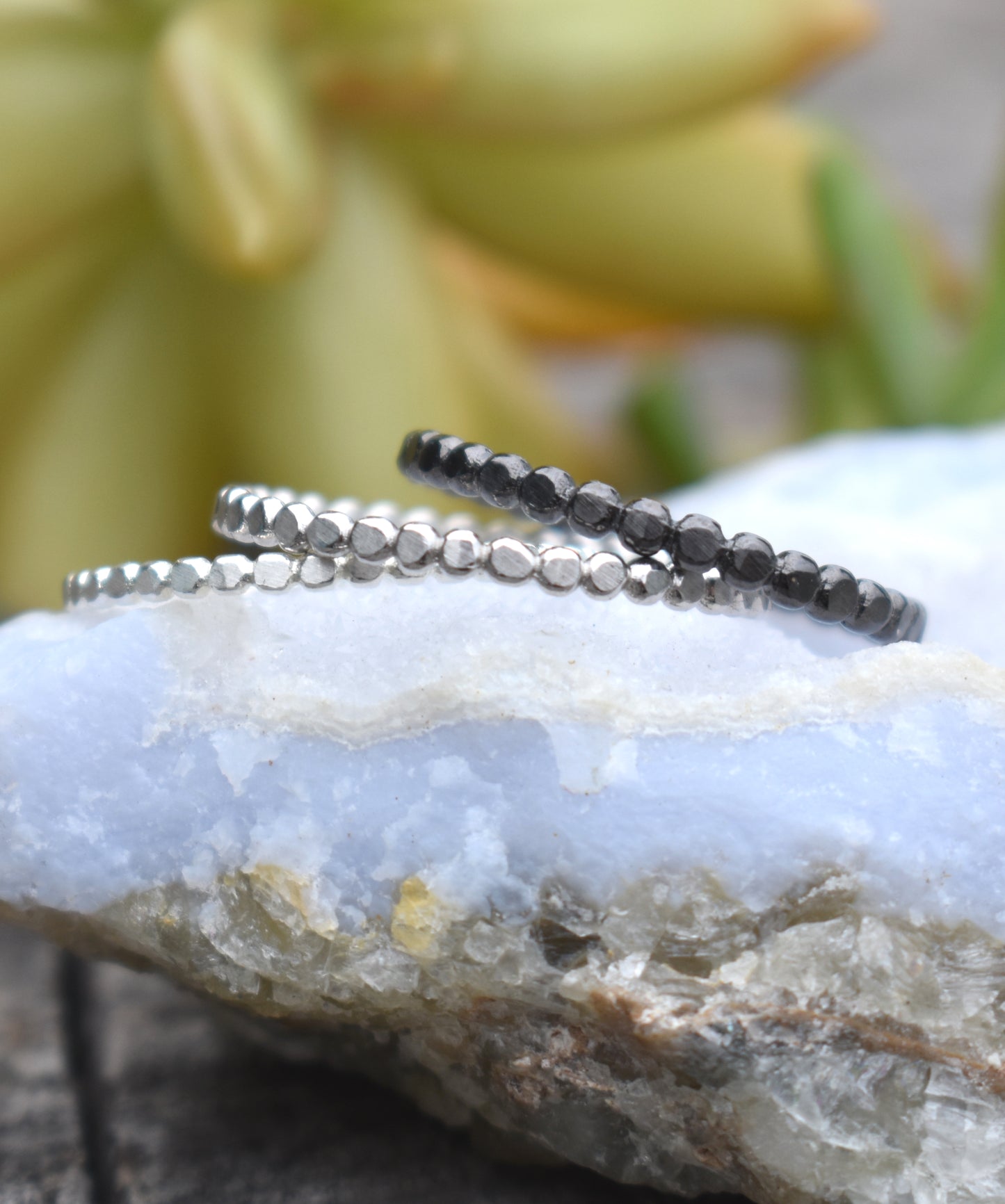 Silver Bead Ring- Flat Bead Ring, Boho Ring- Sterling Silver