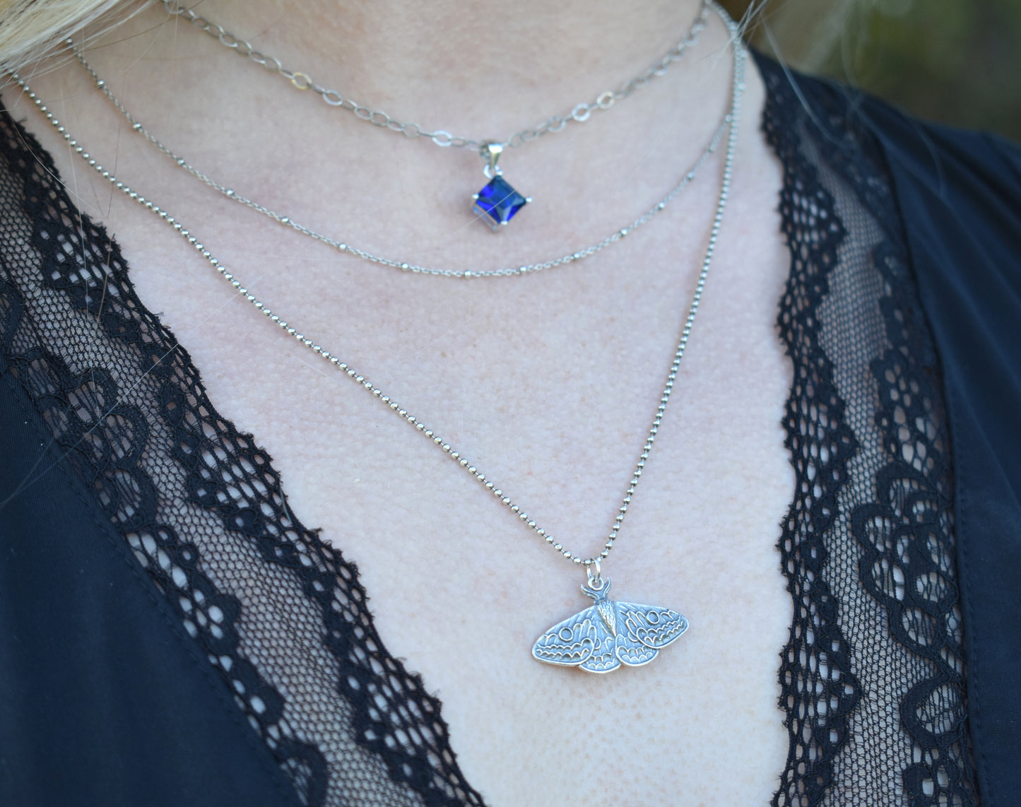 Moth Necklace- Moth Jewelry, Butterfly Necklace, Forest Necklace- Silver Necklace