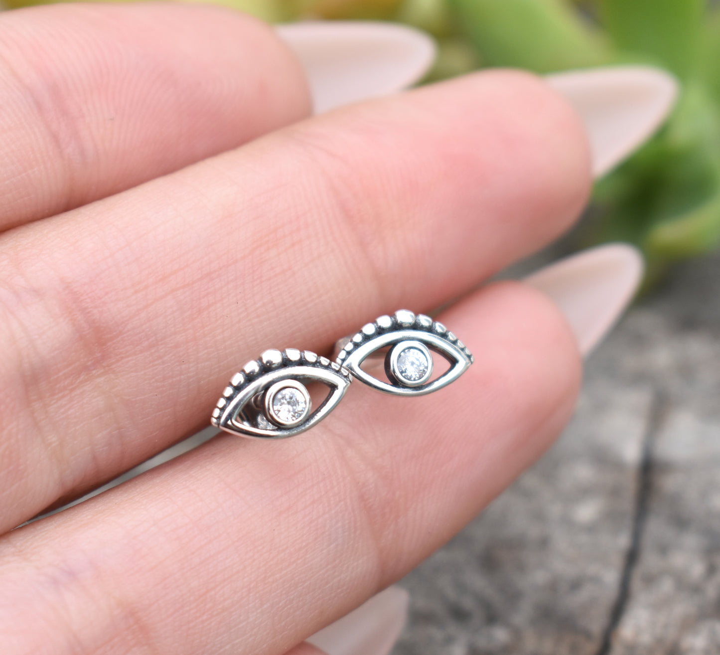 Evil Eye Earrings- Evil Eye Studs, Protection Talisman- Greek Evil Eye