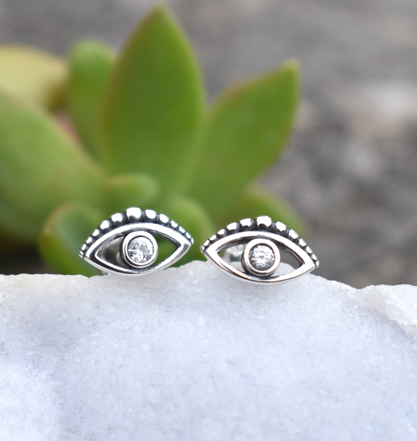 Evil Eye Earrings- Evil Eye Studs, Protection Talisman- Greek Evil Eye
