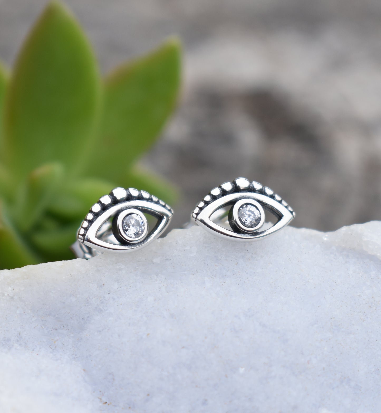 Evil Eye Earrings- Evil Eye Studs, Protection Talisman- Greek Evil Eye