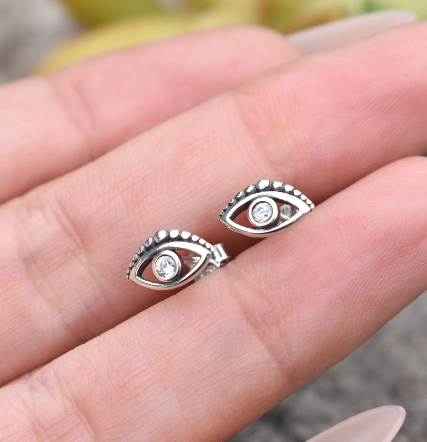 Evil Eye Earrings- Evil Eye Studs, Protection Talisman- Greek Evil Eye