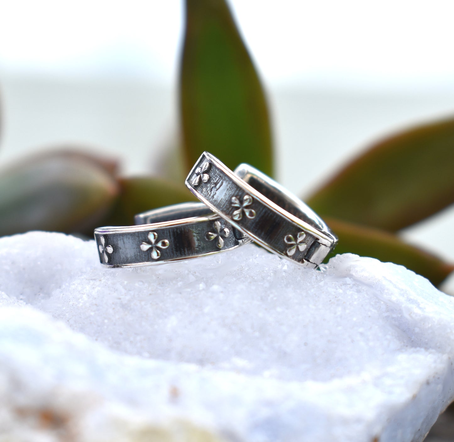 Boho Huggie Earrings-Hoop Earrings, Huggie Earring- Silver Hoops