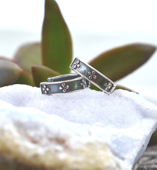 Boho Huggie Earrings-Hoop Earrings, Huggie Earring- Silver Hoops