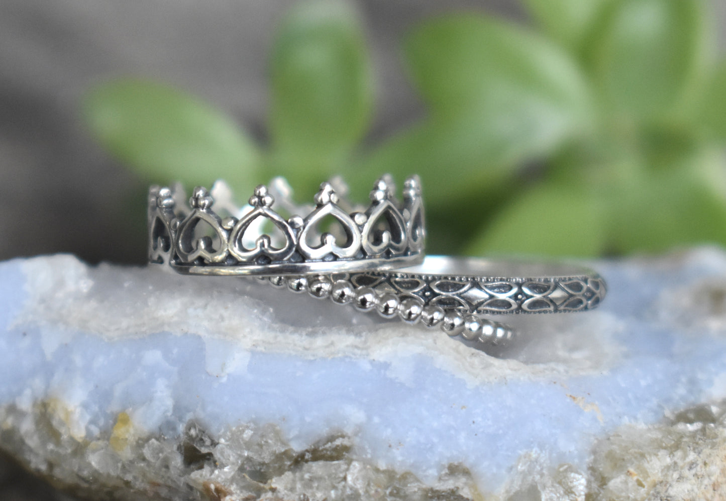 Princess Ring- Crown Ring, Stack Ring Set, Silver Rings