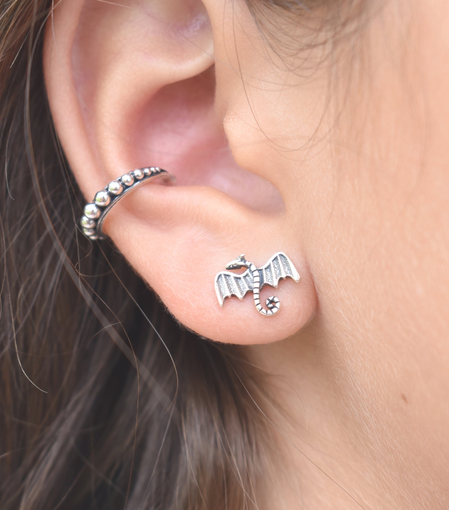 Dragon Earrings-Dragon Studs, Game of Thrones Studs-925 Sterling Silver