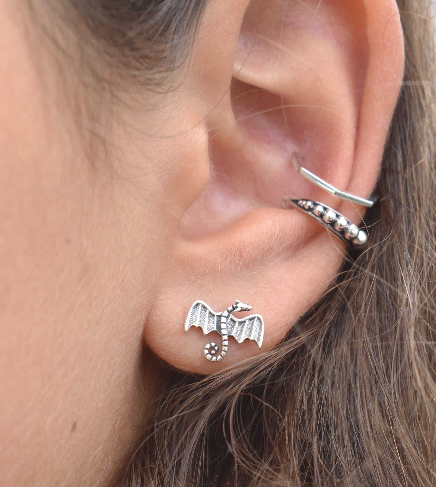 Dragon Earrings-Dragon Studs, Game of Thrones Studs-925 Sterling Silver