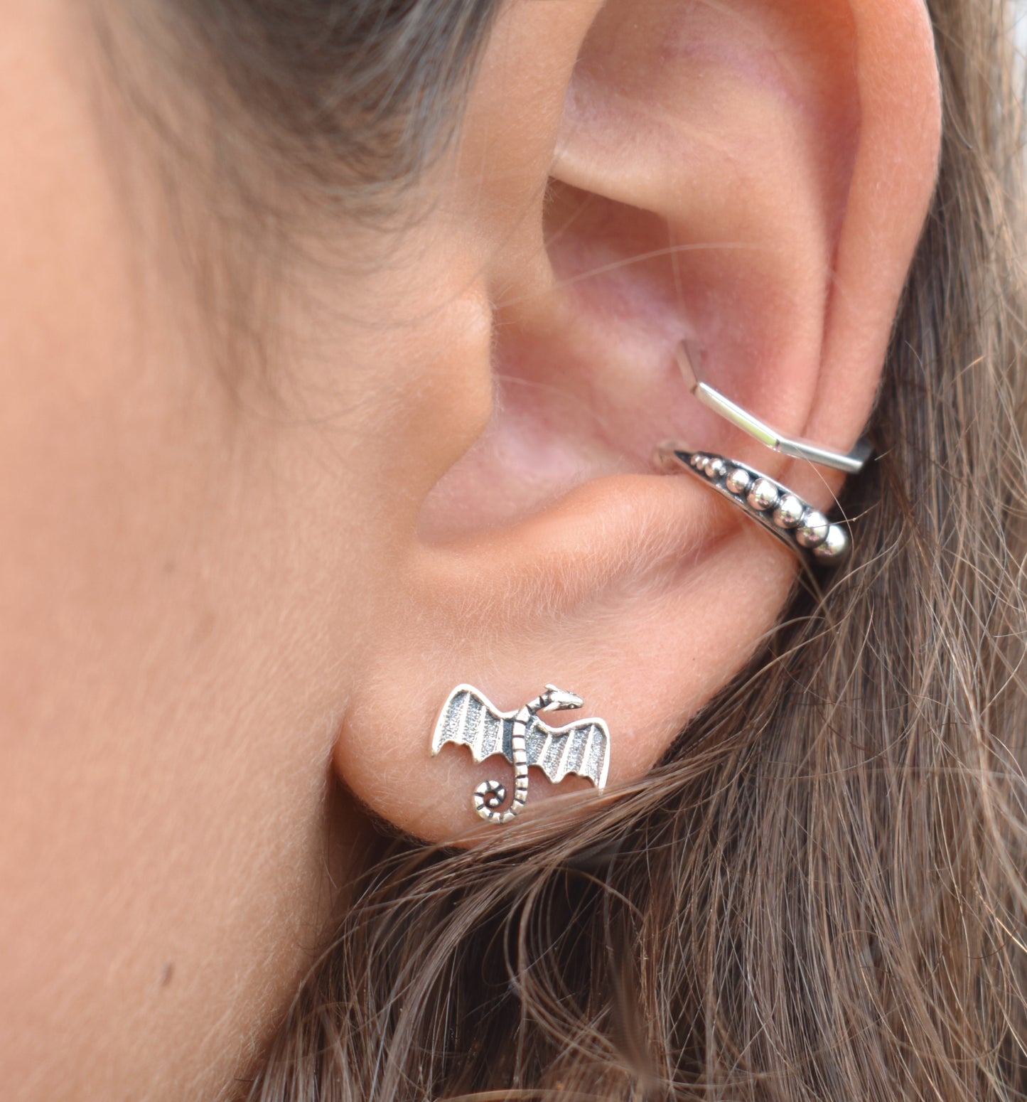 Dragon Earrings-Dragon Studs, Game of Thrones Studs-925 Sterling Silver