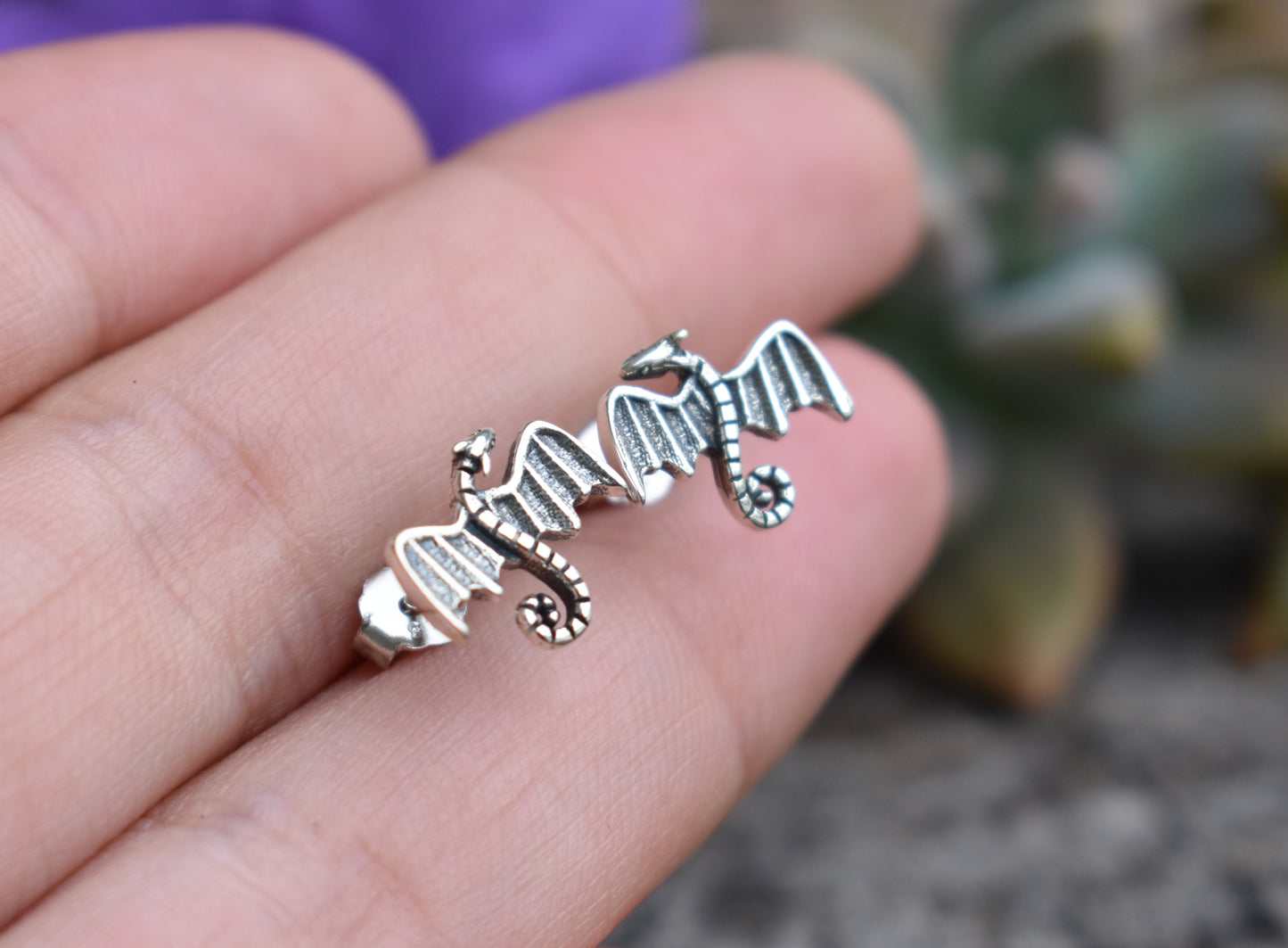 Dragon Earrings-Dragon Studs, Game of Thrones Studs-925 Sterling Silver