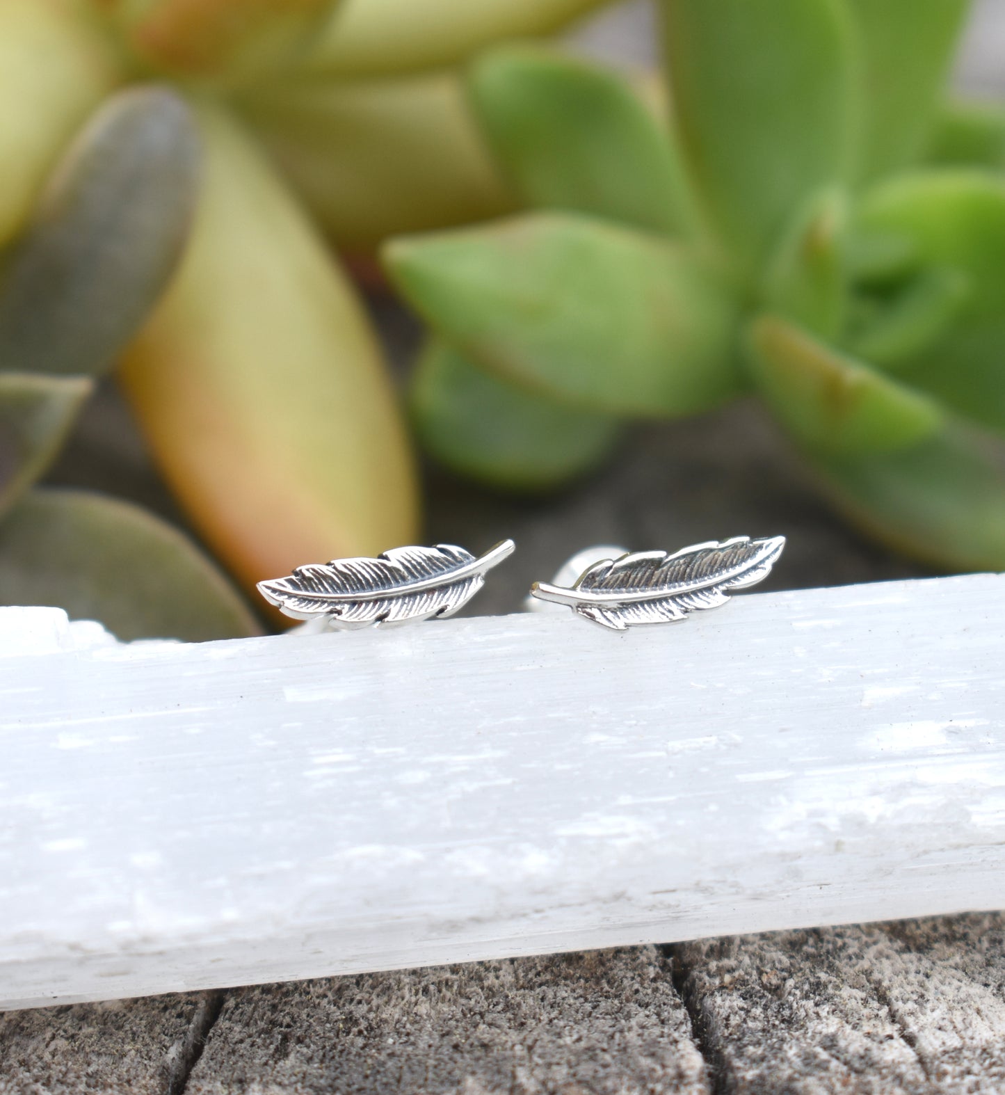 Feather Earrings- Feather Studs, Feather Jewelry-Sterling Silver Feather Earrings