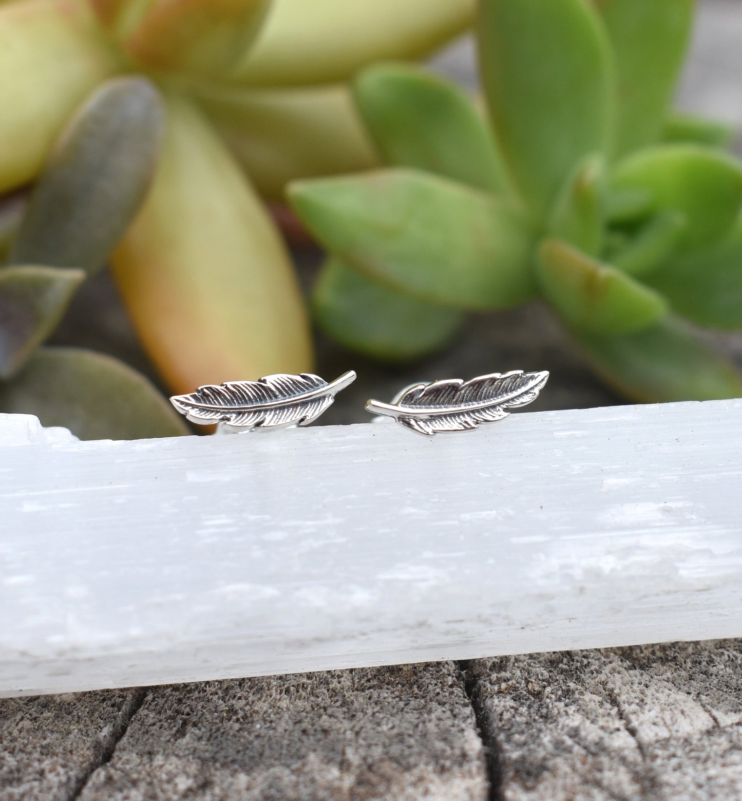 Feather Earrings- Feather Studs, Feather Jewelry-Sterling Silver Feather Earrings