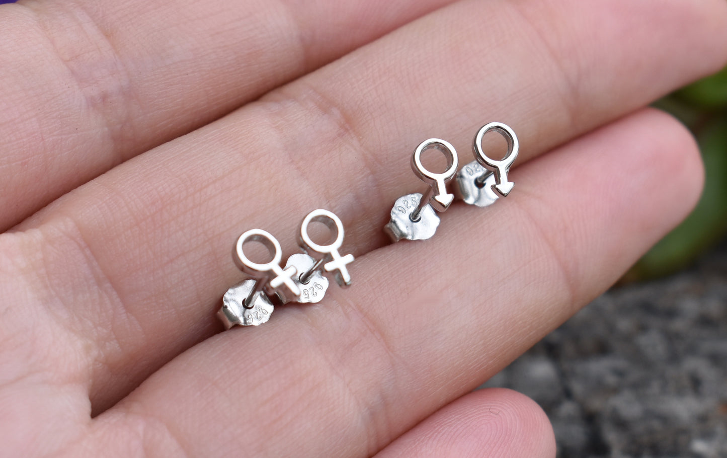 Female Symbol Studs/Male Studs-Gender Earrings, Venus Earrings, Mars Studs