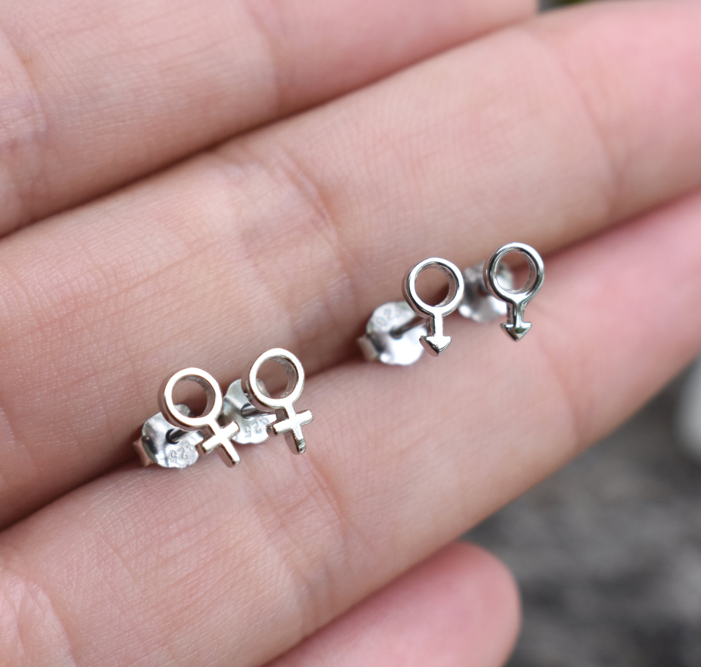 Female Symbol Studs/Male Studs-Gender Earrings, Venus Earrings, Mars Studs