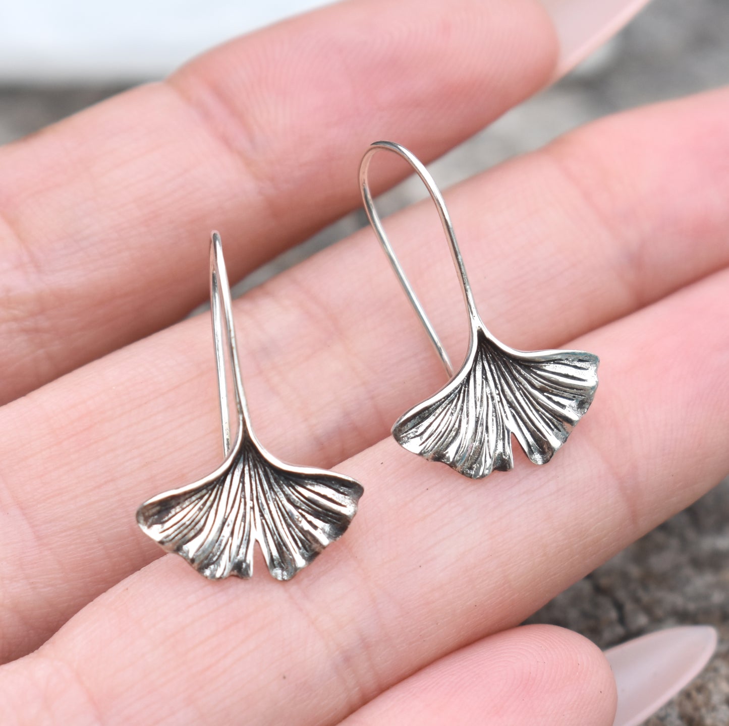 Gingko Earrings- Ginkgo Biloba, Ginkgo Jewelry, Maidenhair Tree- Silver Earrings