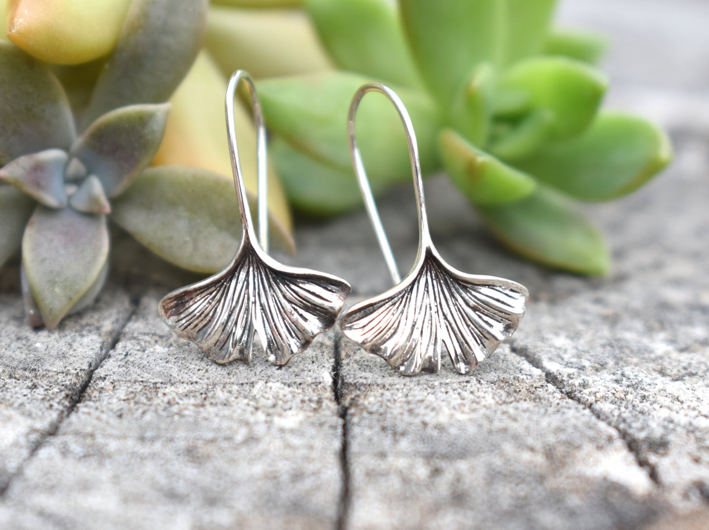 Gingko Earrings- Ginkgo Biloba, Ginkgo Jewelry, Maidenhair Tree- Silver Earrings
