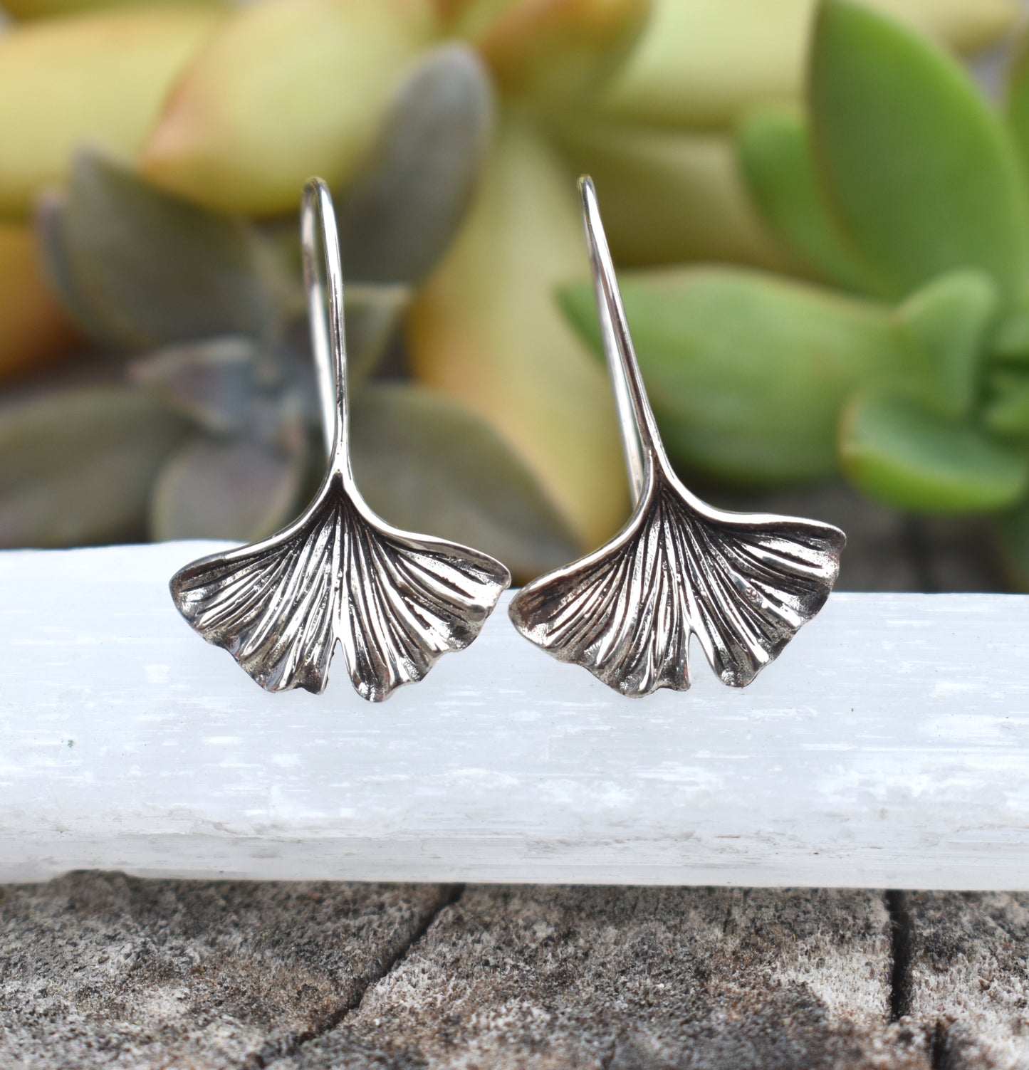 Gingko Earrings- Ginkgo Biloba, Ginkgo Jewelry, Maidenhair Tree- Silver Earrings