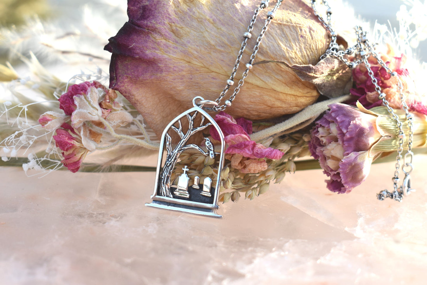 Nevermore Necklace-Wednesday Addams Inspired-925 Sterling Silver