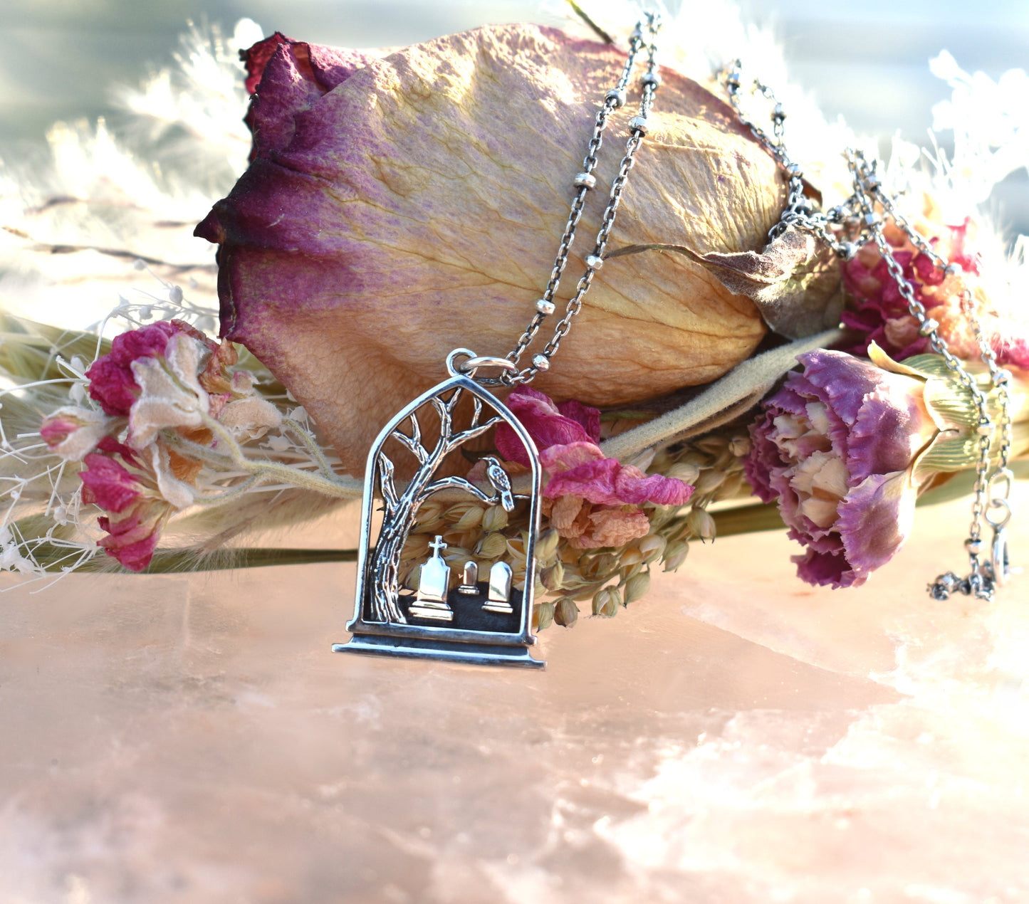 Nevermore Necklace-Wednesday Addams Inspired-925 Sterling Silver